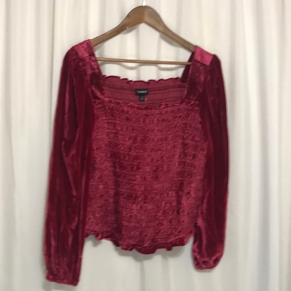Torrid Velvet Smocked Blouson Crop Top Sz 1X - Picture 3 of 8